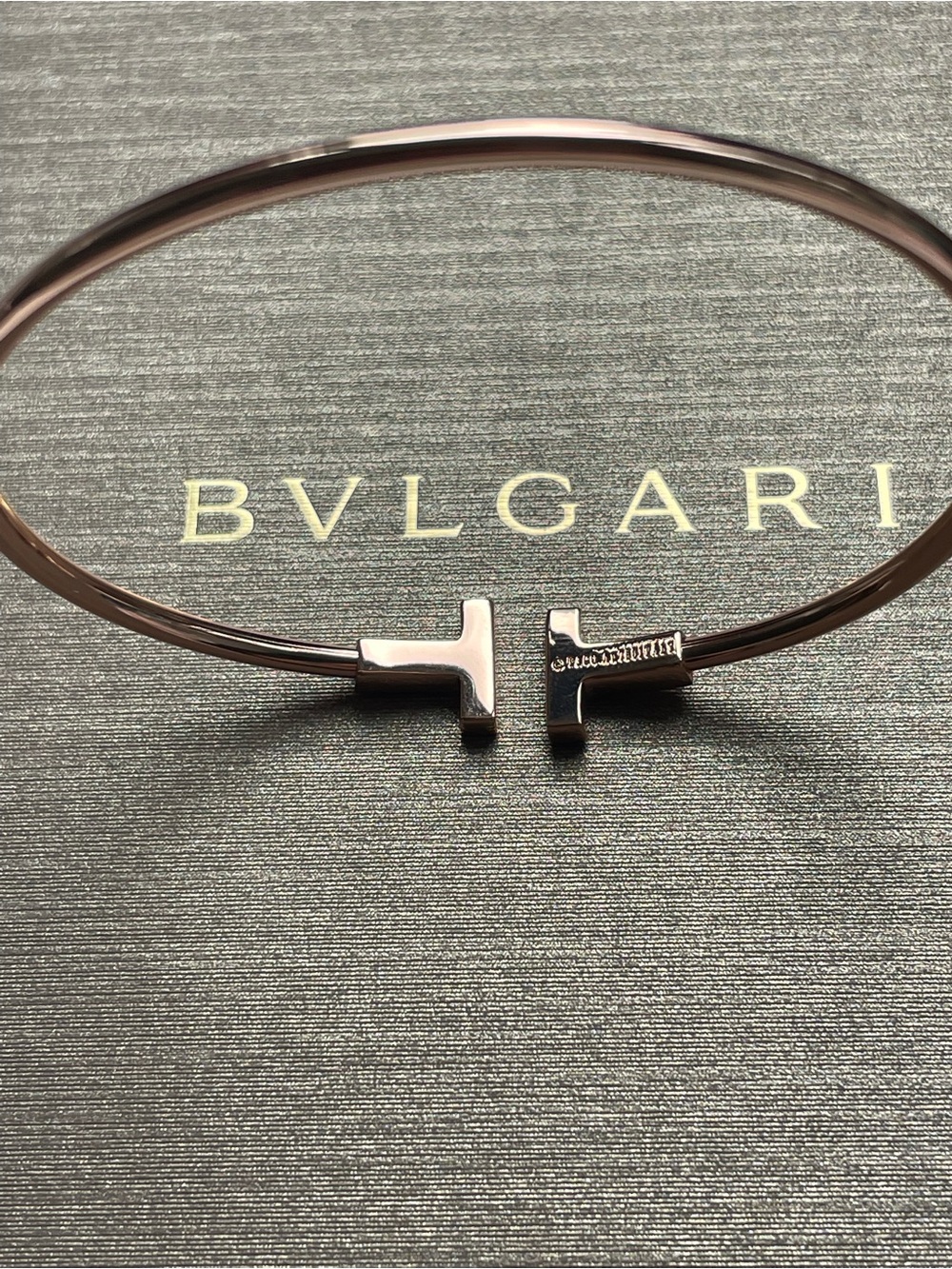 Bulgari Rose Gold-Tone T Cuff Bracelet
